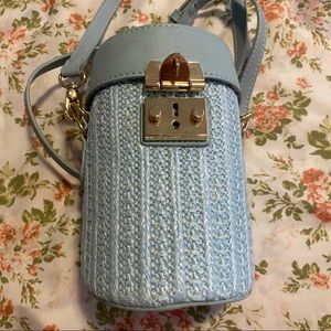 Cylinder Powder Blue Crossbody Bag